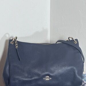 Coach Black Pebbled Leather Bag Gold Hardware Top handle with Crossbody